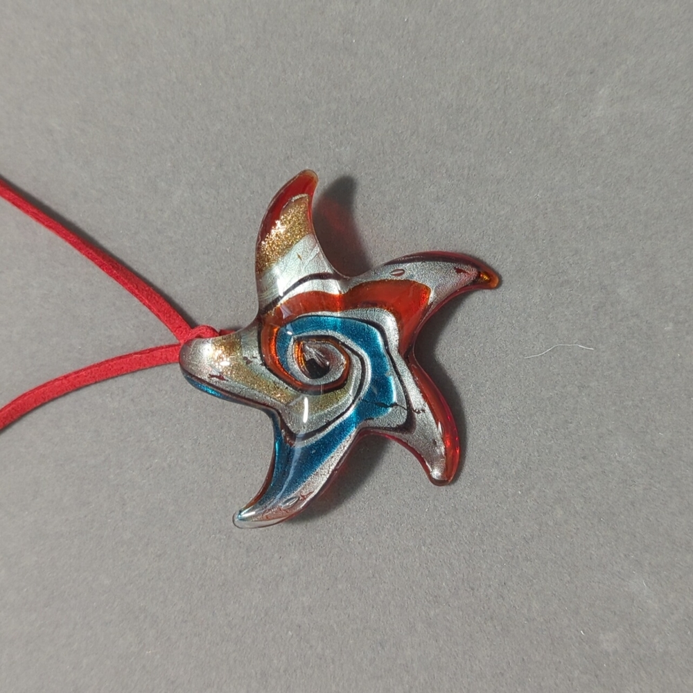 Abstract Glass Starfish Pendant Necklace